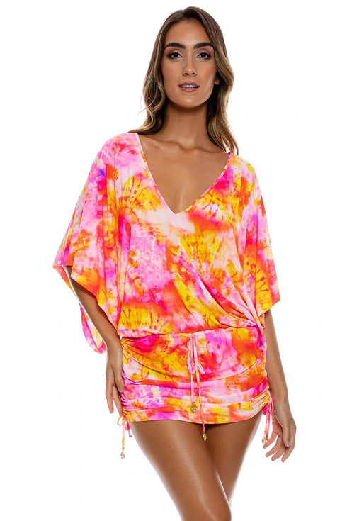 Luli Fama Retro Dream Cabana V Neck Dress